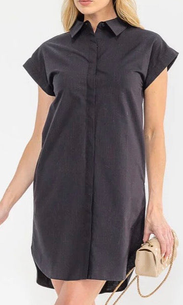 Short Sleeve Collared Shirt Dress