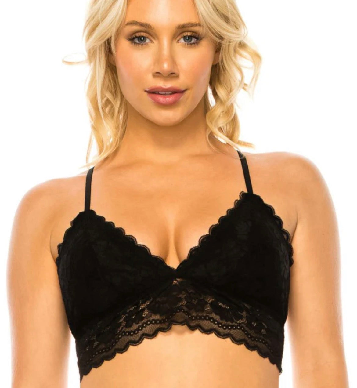 Adjustable Straps Lace Bralette BLK