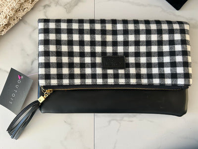 Black & white checkered clutch
