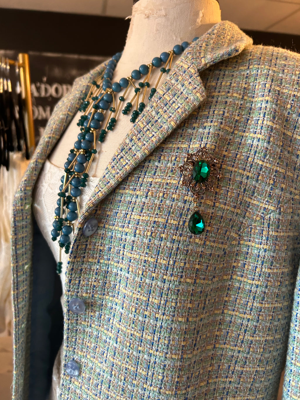Green tweed jacket