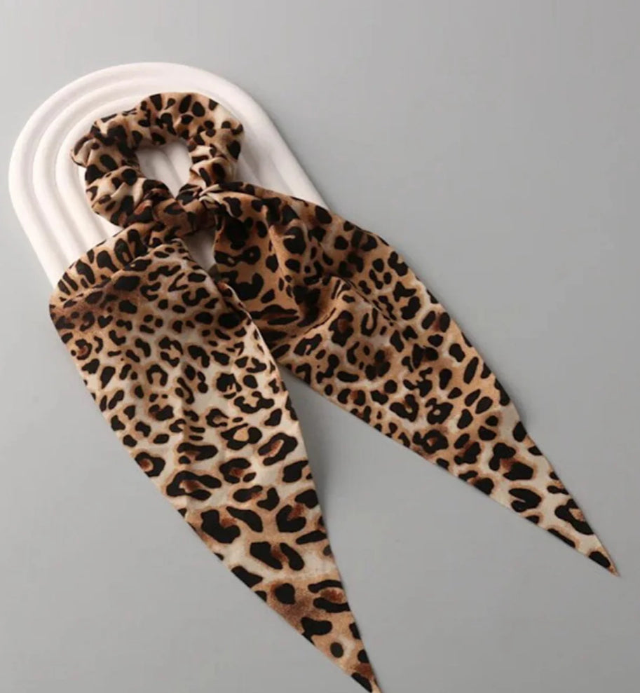 Brown animal print scrunchie