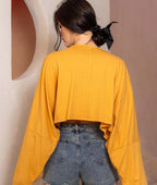 Mustard long sleeve crop top