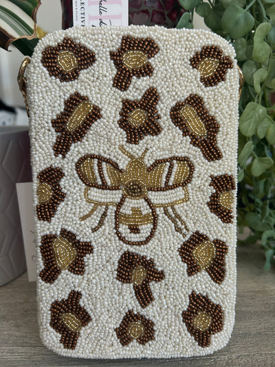 Queen bee beaded phone bag