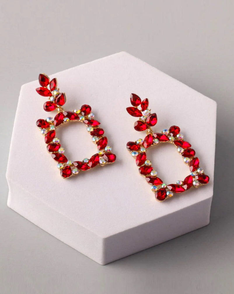 Gold & Red stone earrings