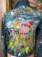 Wild flower hand painted Jean jacket