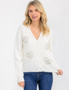 Heart studded knit sweater