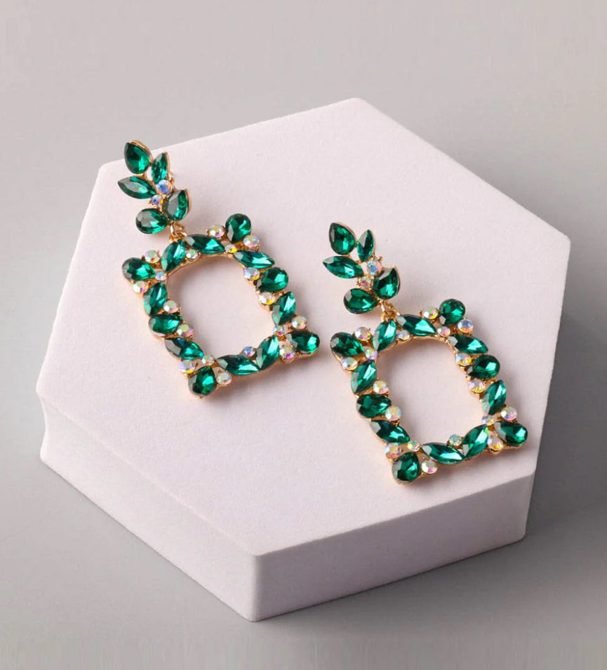 Gold & Green stone earrings