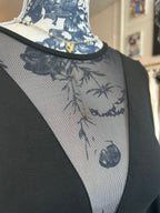 Sheer v-neck black blouse