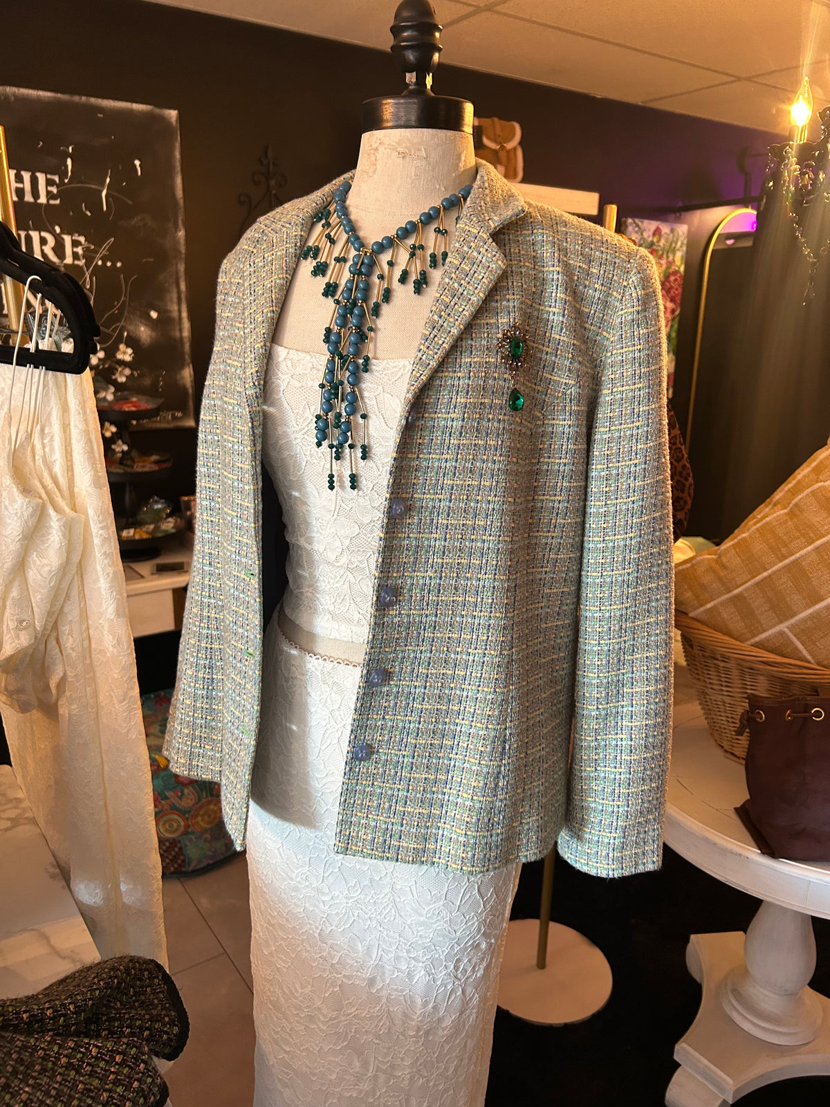 Green tweed jacket