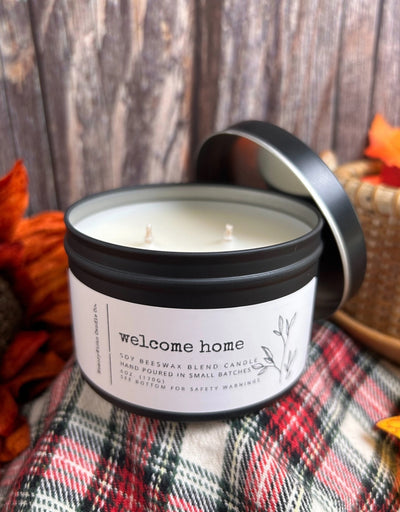 Welcome Home 6oz. Black Tin Soy Candle