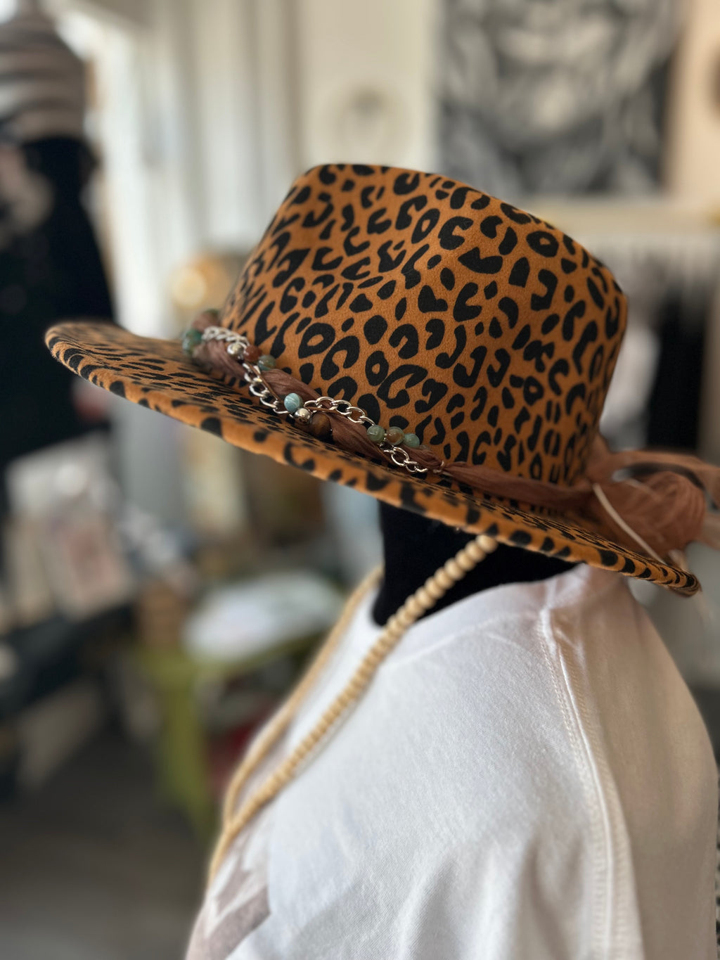 Leopard fedora hat