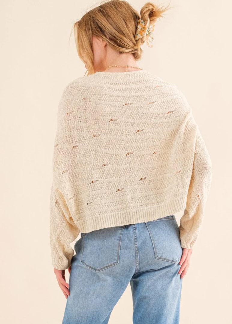 Loose fit knit sweater cream
