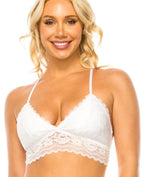 Adjustable Straps Lace Bralette WHT