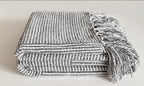Grey Chenille woven striped 50 x 60 throw blanket
