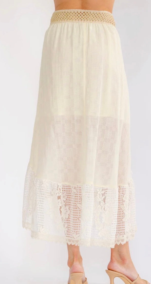 Boho crochet maxi skirt