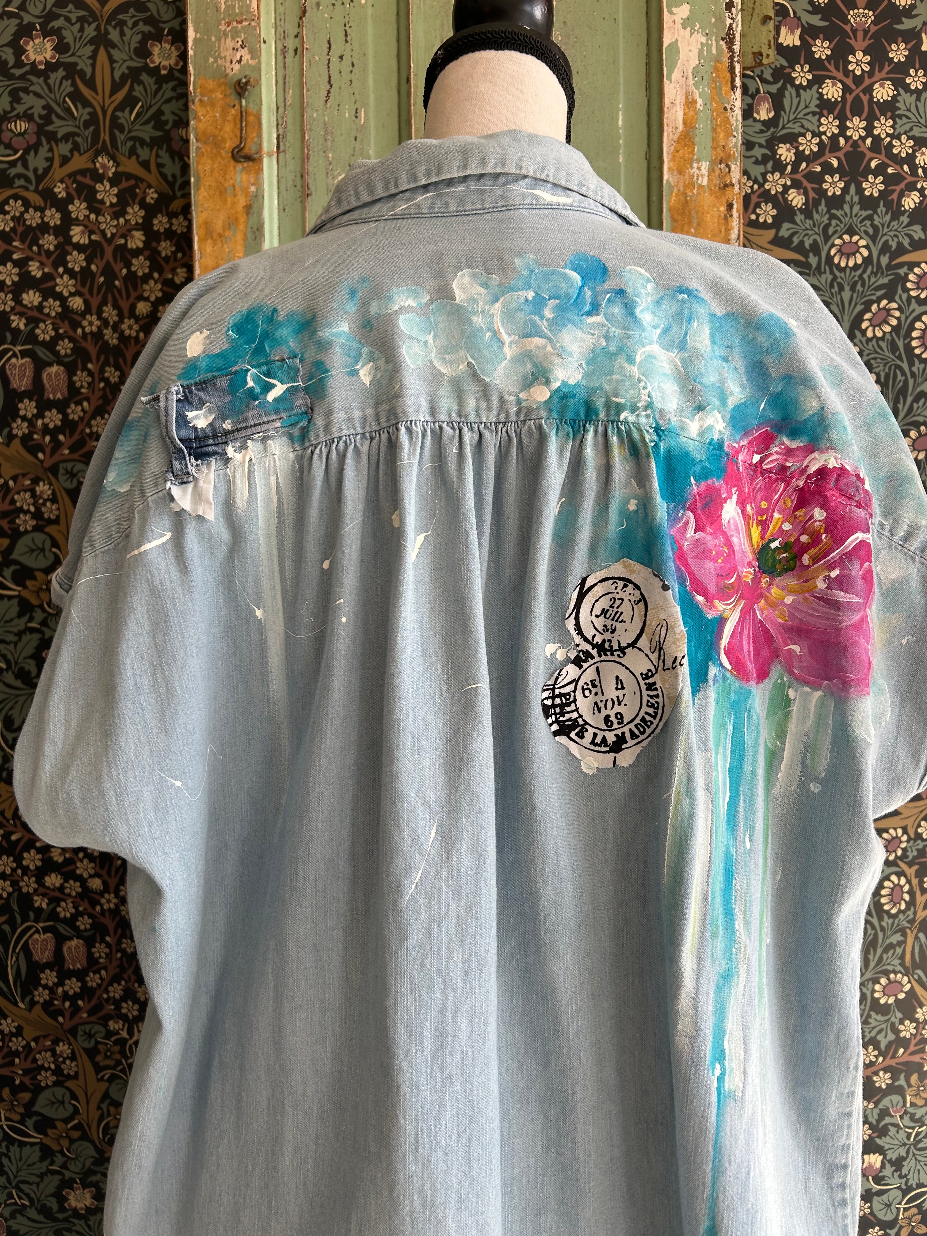 La Lettre Perdue – Hand-Painted Denim Shacket