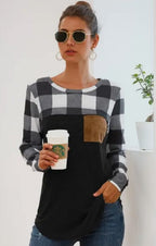 Plaid long sleeve shirt with pocket