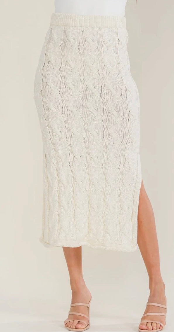 Knit side slit maxi skirt
