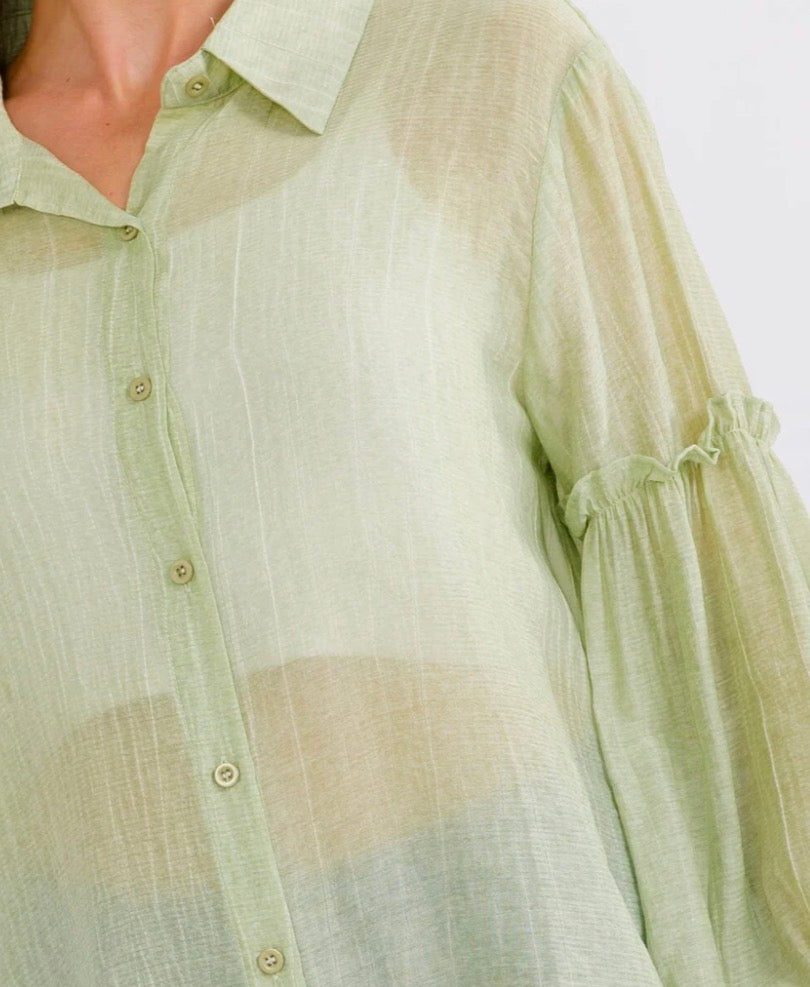 Sage button down blouse
