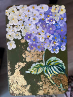 Hand painted Goldleaf hydrangea end table