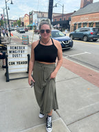 Open cross cami top in black