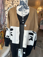 Color block button down cardigan