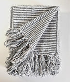 Grey Chenille woven striped 50 x 60 throw blanket