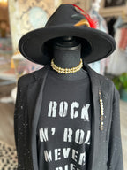Black fedora hat with assorted feathers