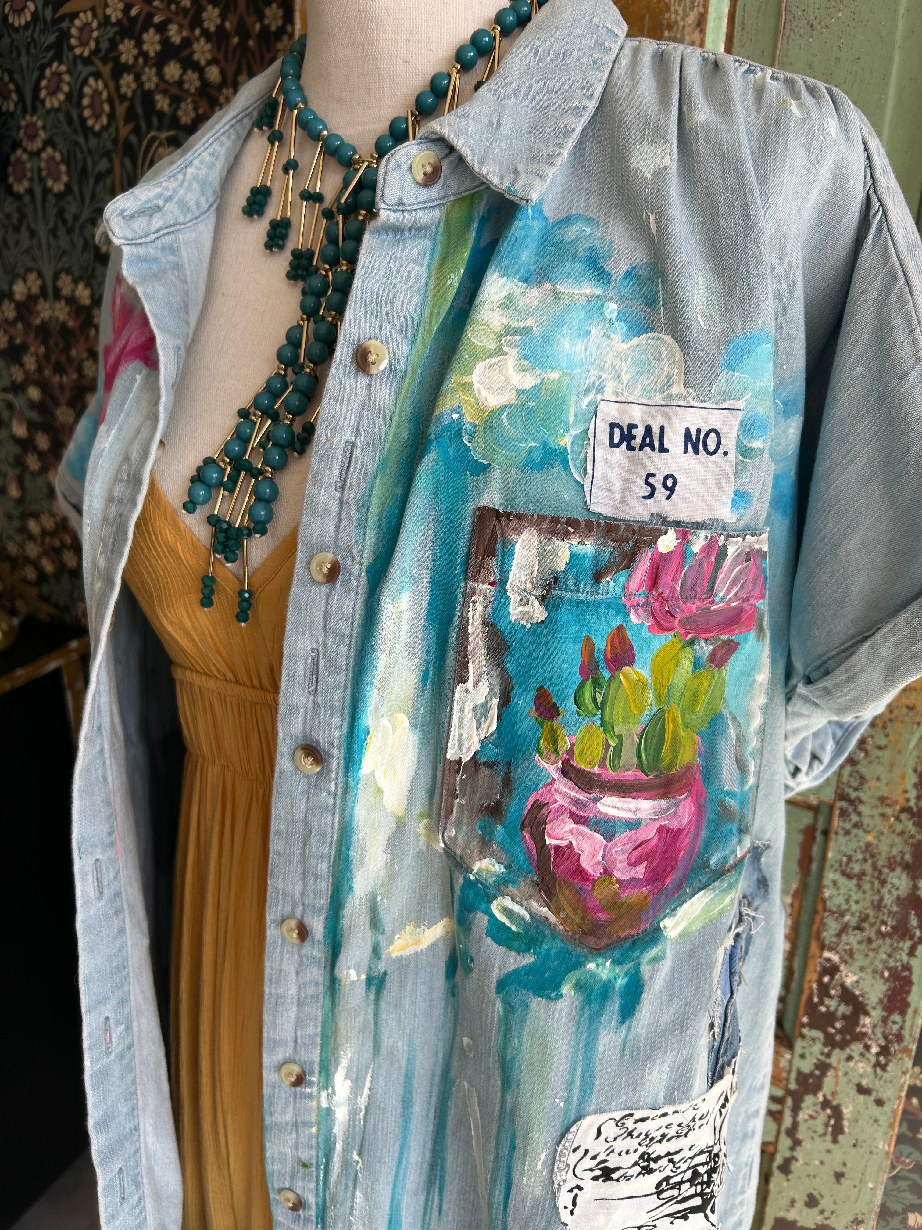 La Lettre Perdue – Hand-Painted Denim Shacket