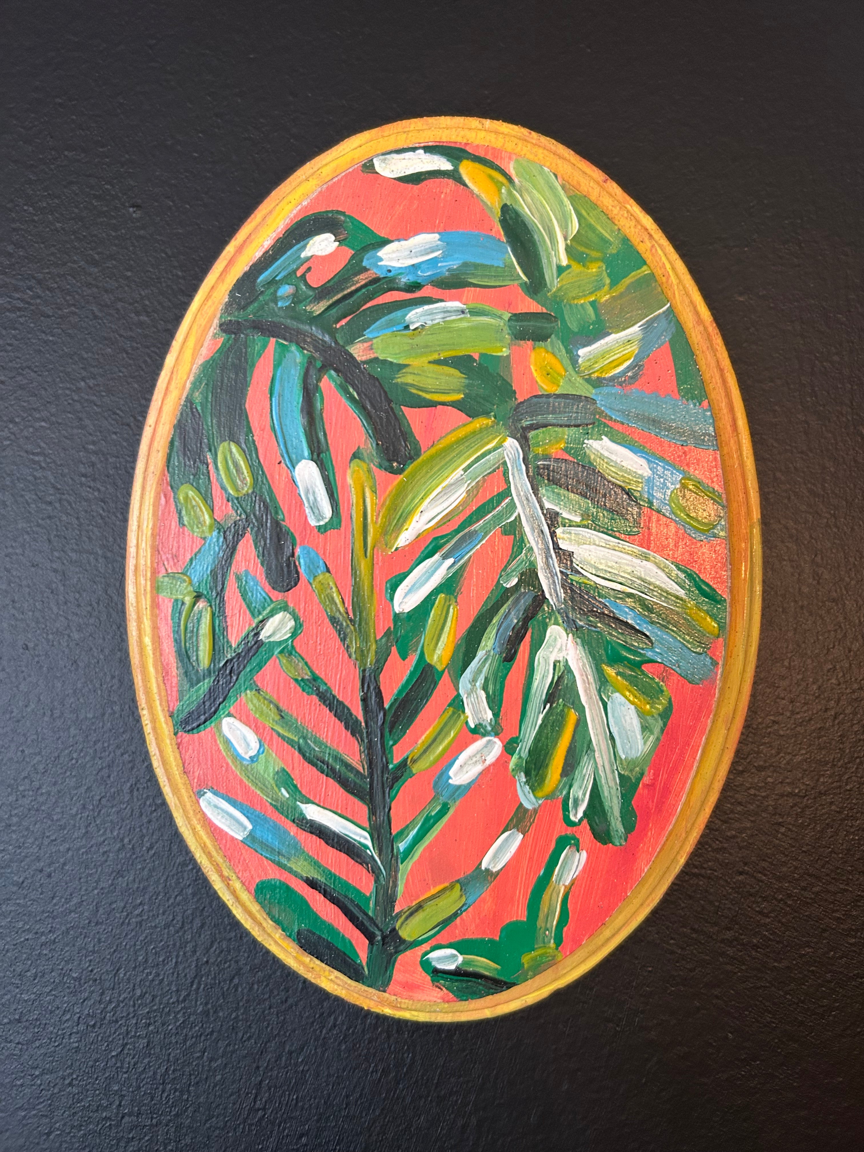 Palm painting on acrylic wood
