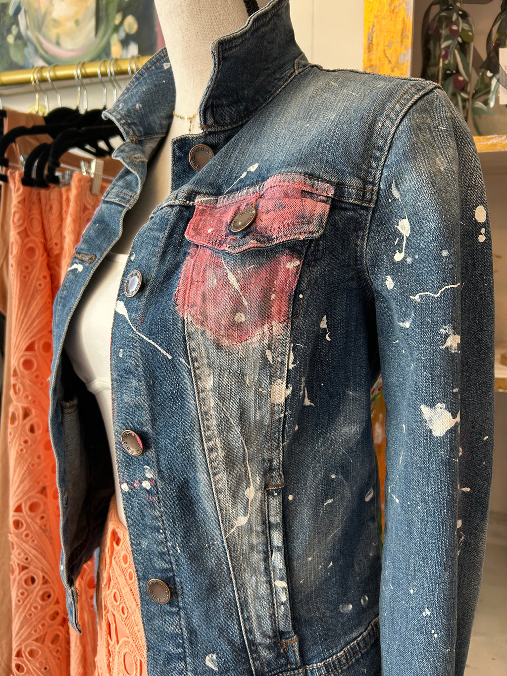 Wild flower hand painted Jean jacket