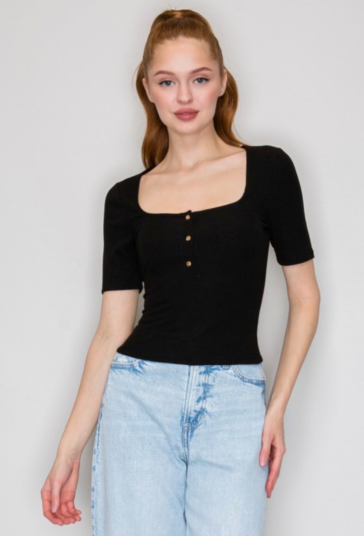 Black ribbed top