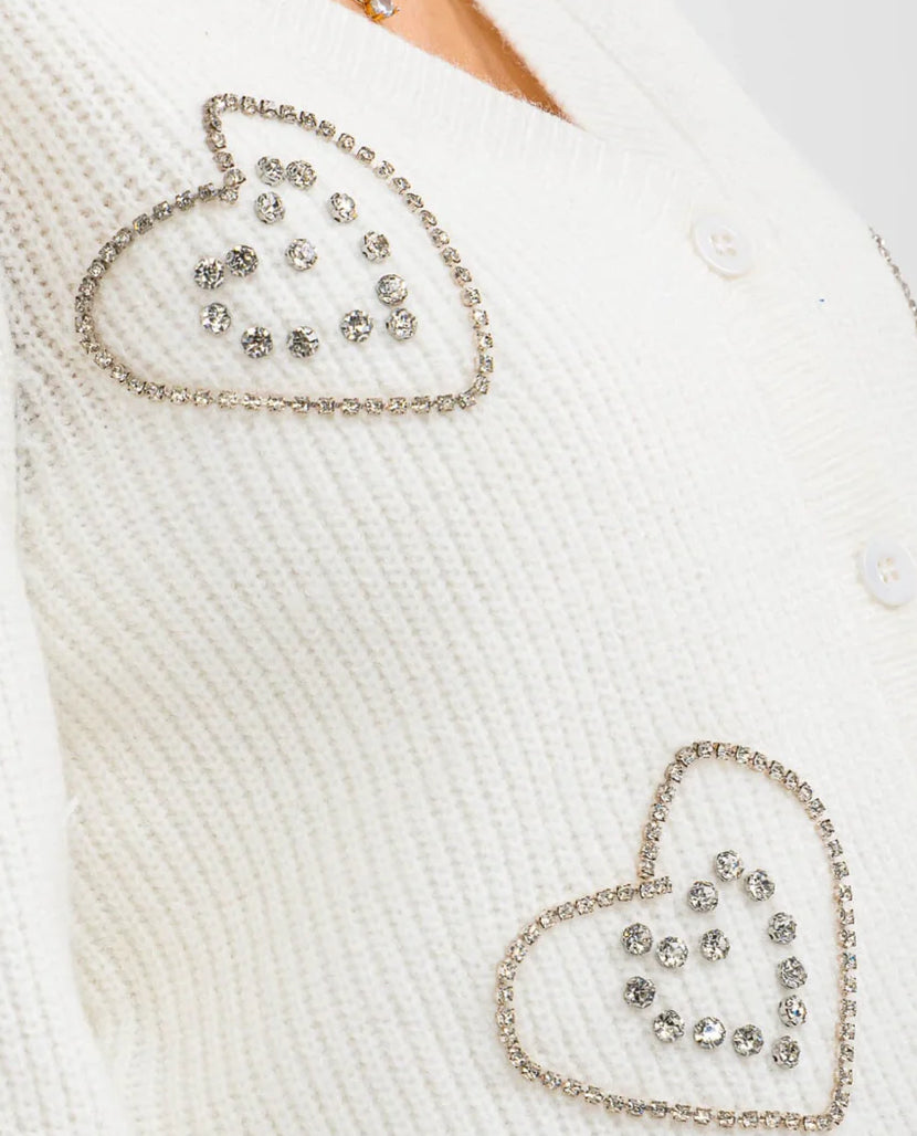 Heart studded knit sweater