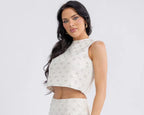 White sequin holiday top