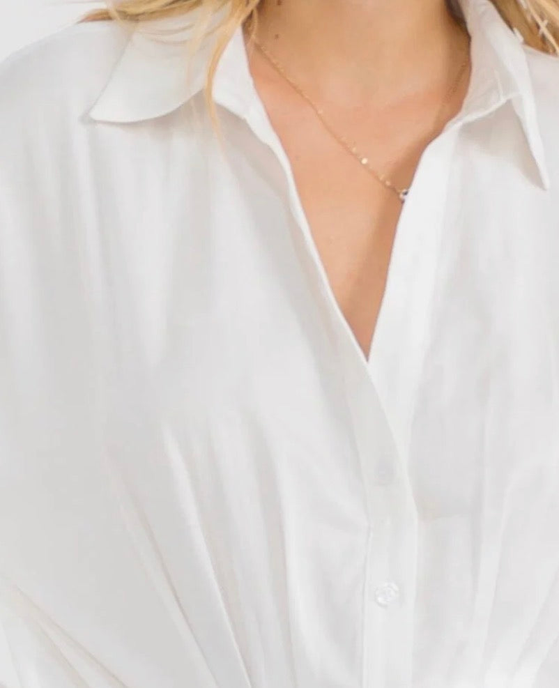 V- Neck white button down bodysuit