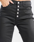 Leather button down skinny stretch pants