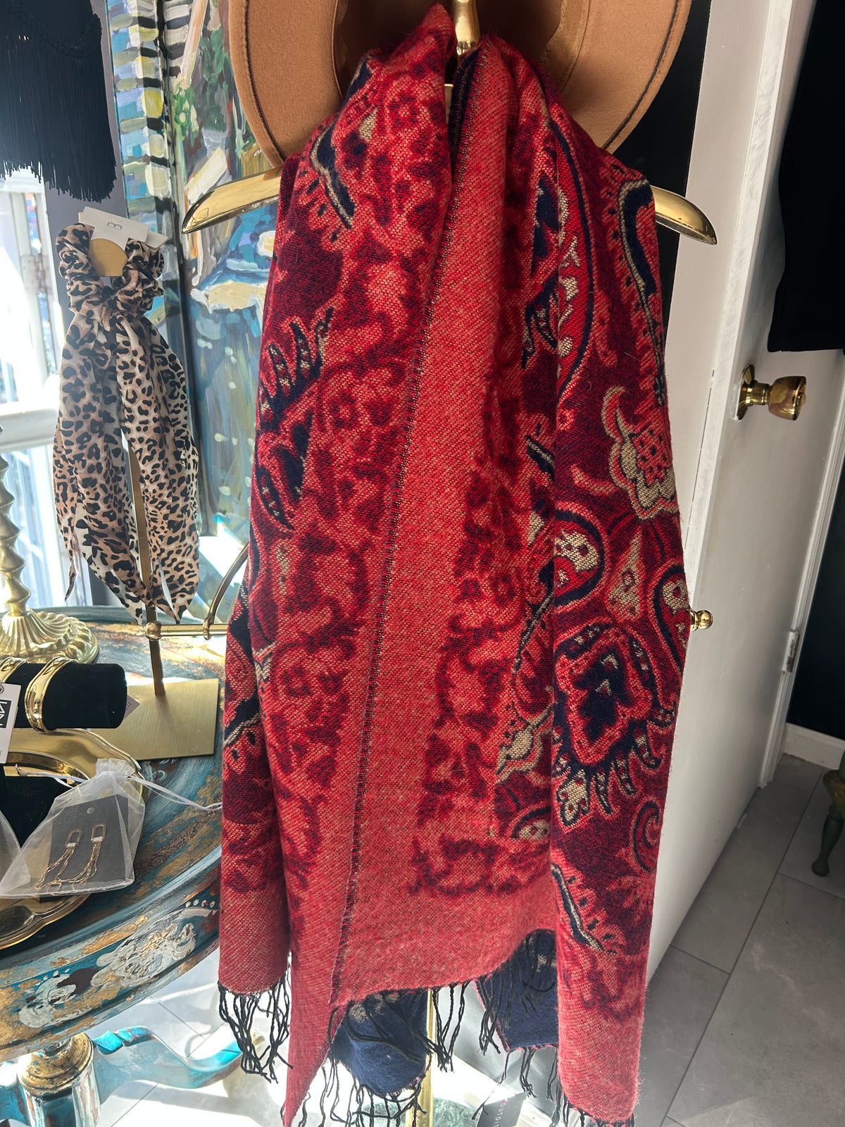 Red cashmere scarf
