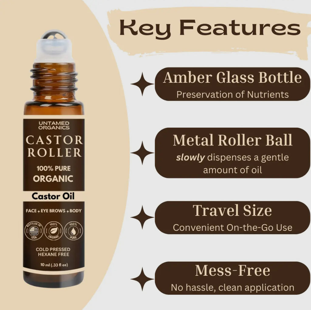 Organic cold pressed castor oil roller | 10ML Glass bottle