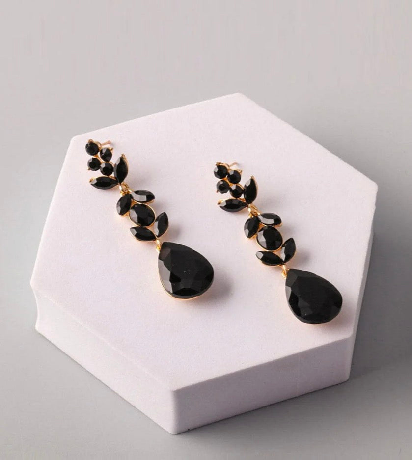 Gold & black teardrop earrings