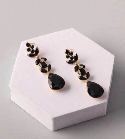 Gold & black teardrop earrings
