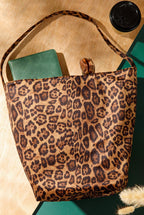 Suede animal print tote bag