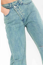 Button closure wide leg pants