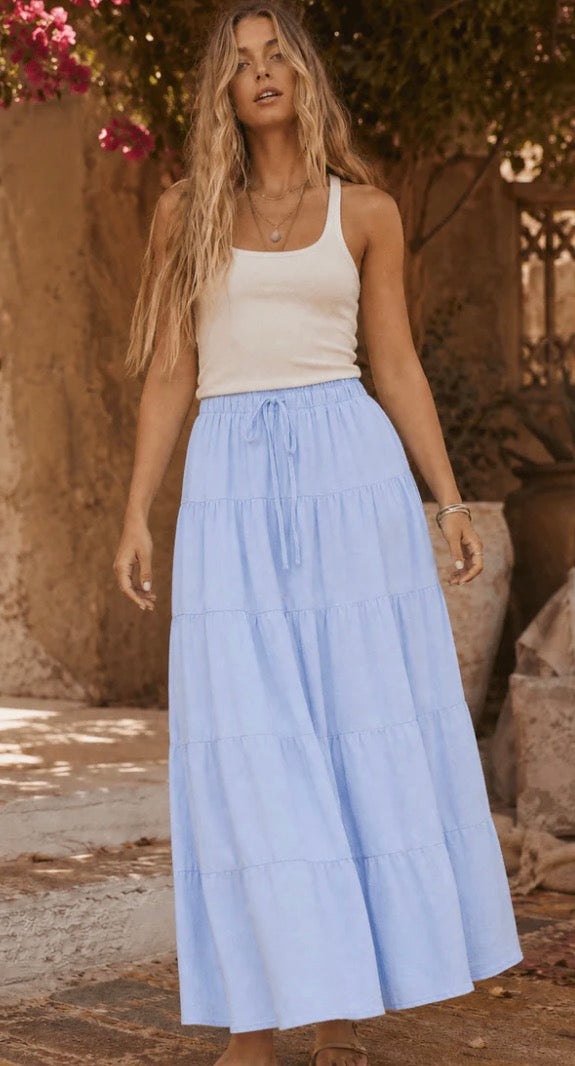 Tiered ice blue maxi