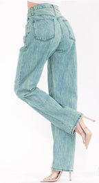 Button closure wide leg pants