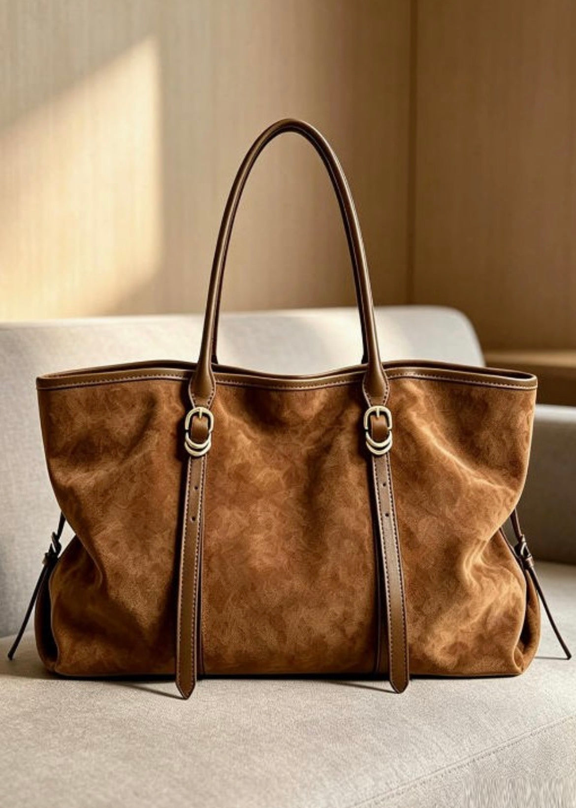 Vintage suede brown tote