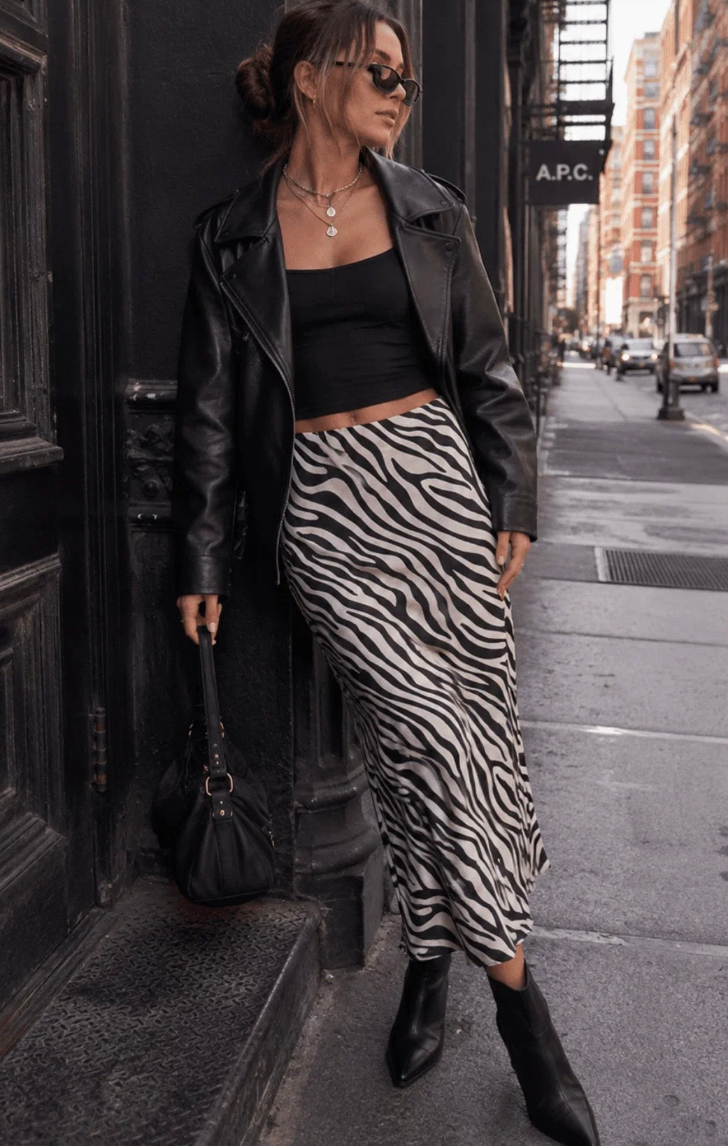 Zebra suede skirt