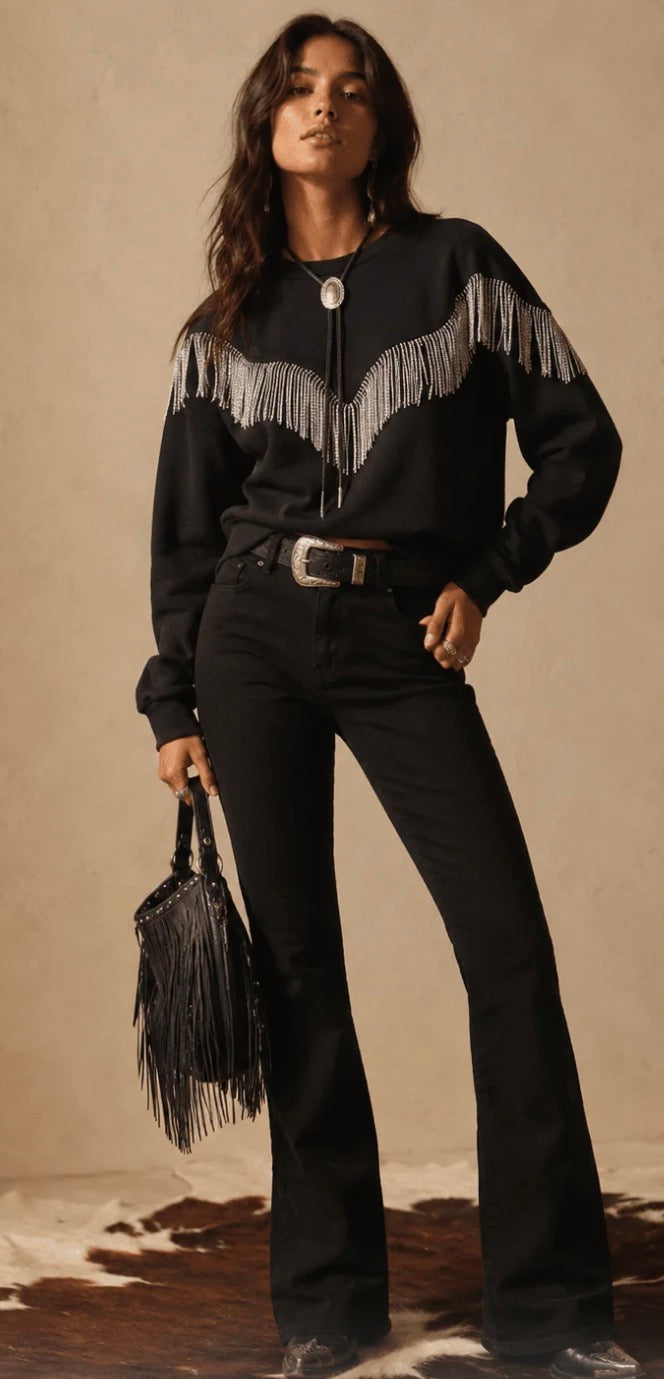 Black fringe sweater