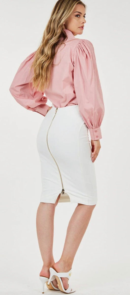 Gold Zip Pencil Skirt