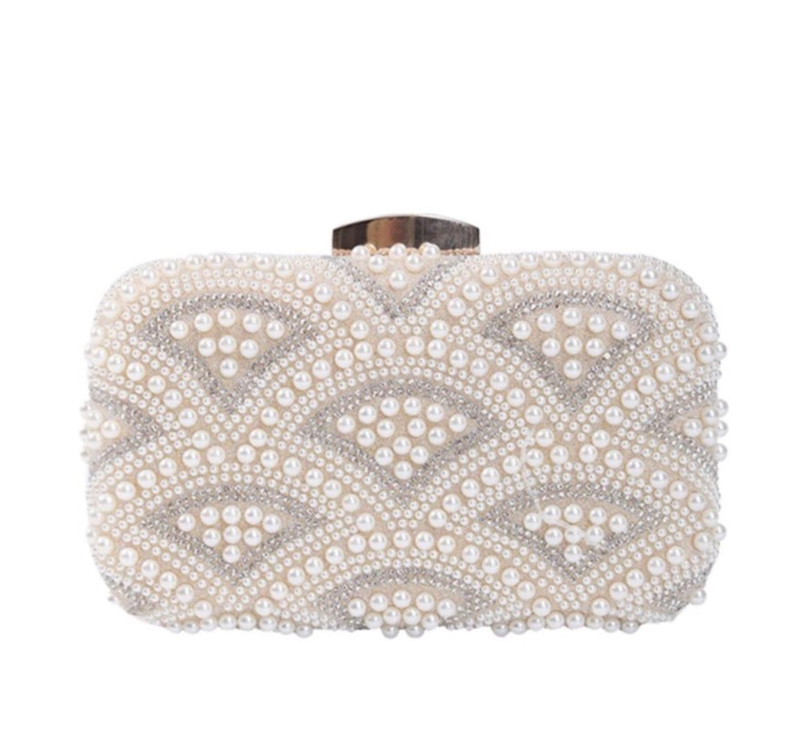 Pearl embellished evening clutch