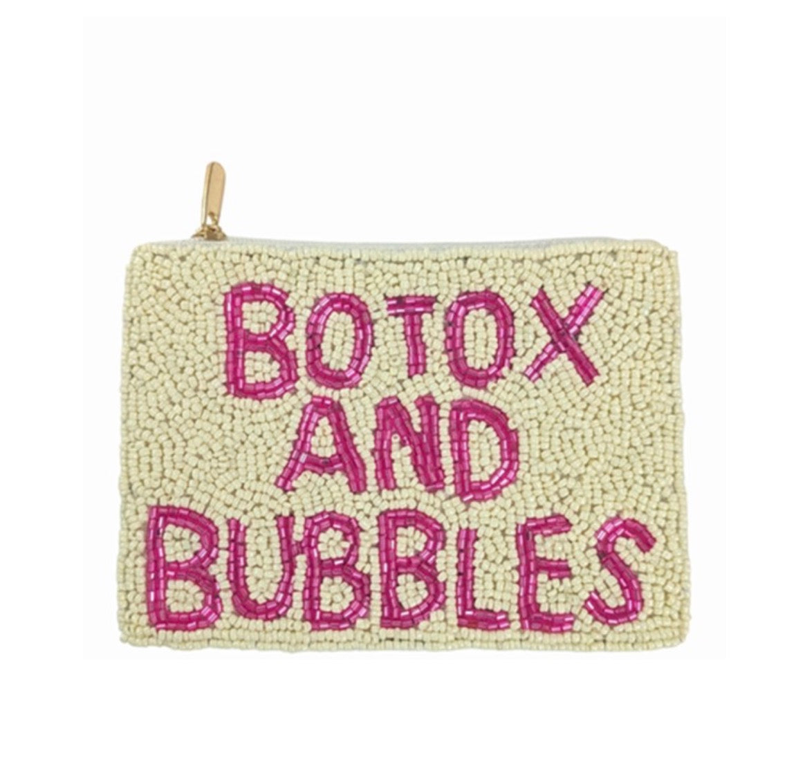 Botox and bubbles beaded coin purse